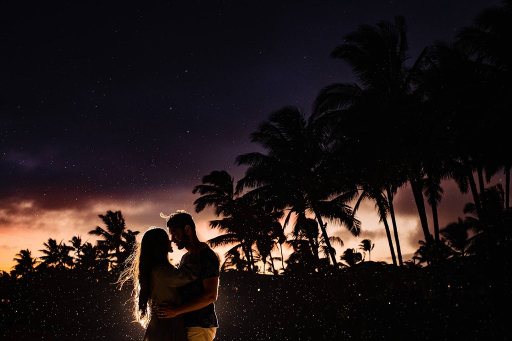 sunset portrait with backlighting in kauai